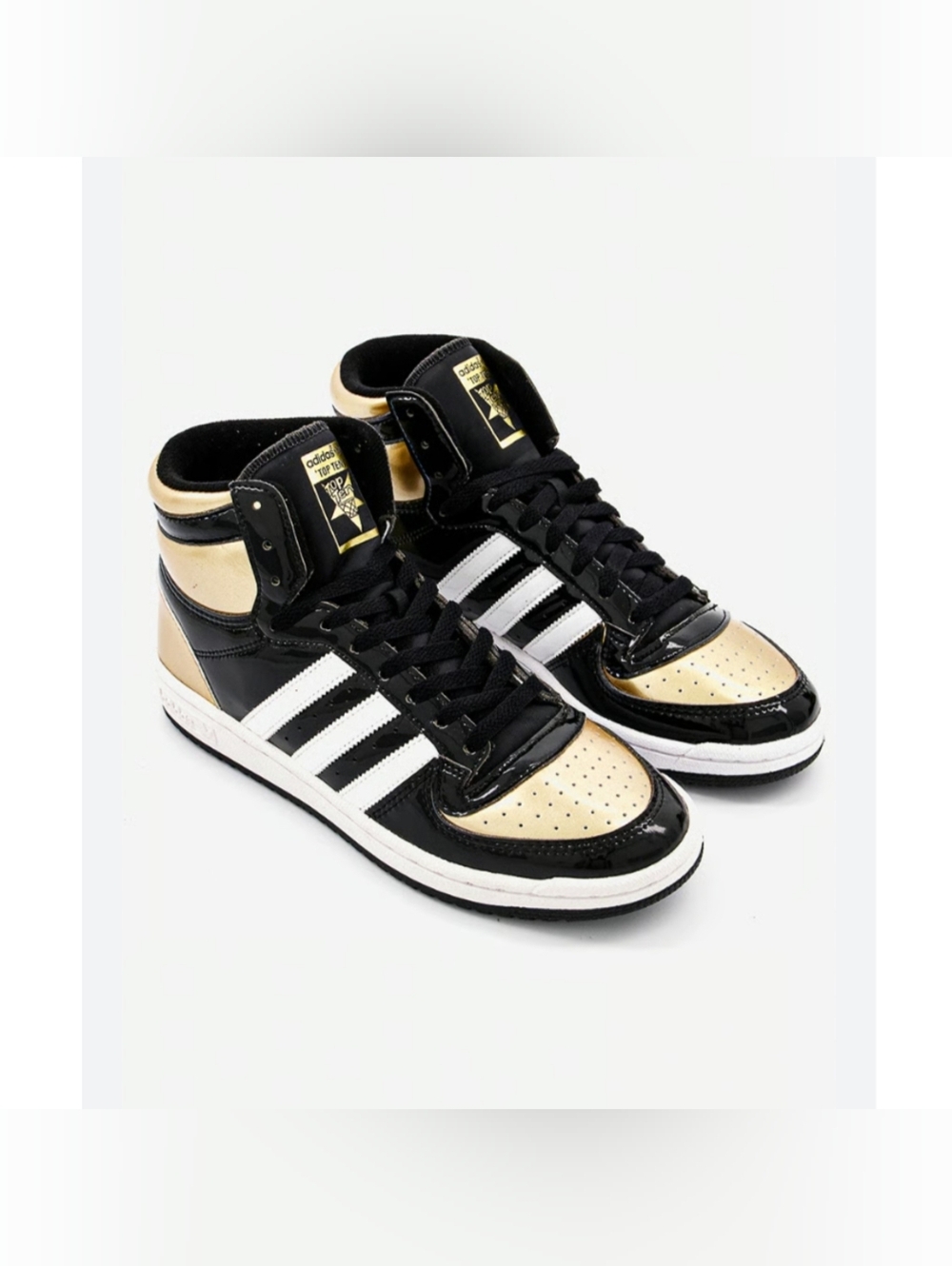 Adidas Black & Metallic Gold High-Top Sneakers
